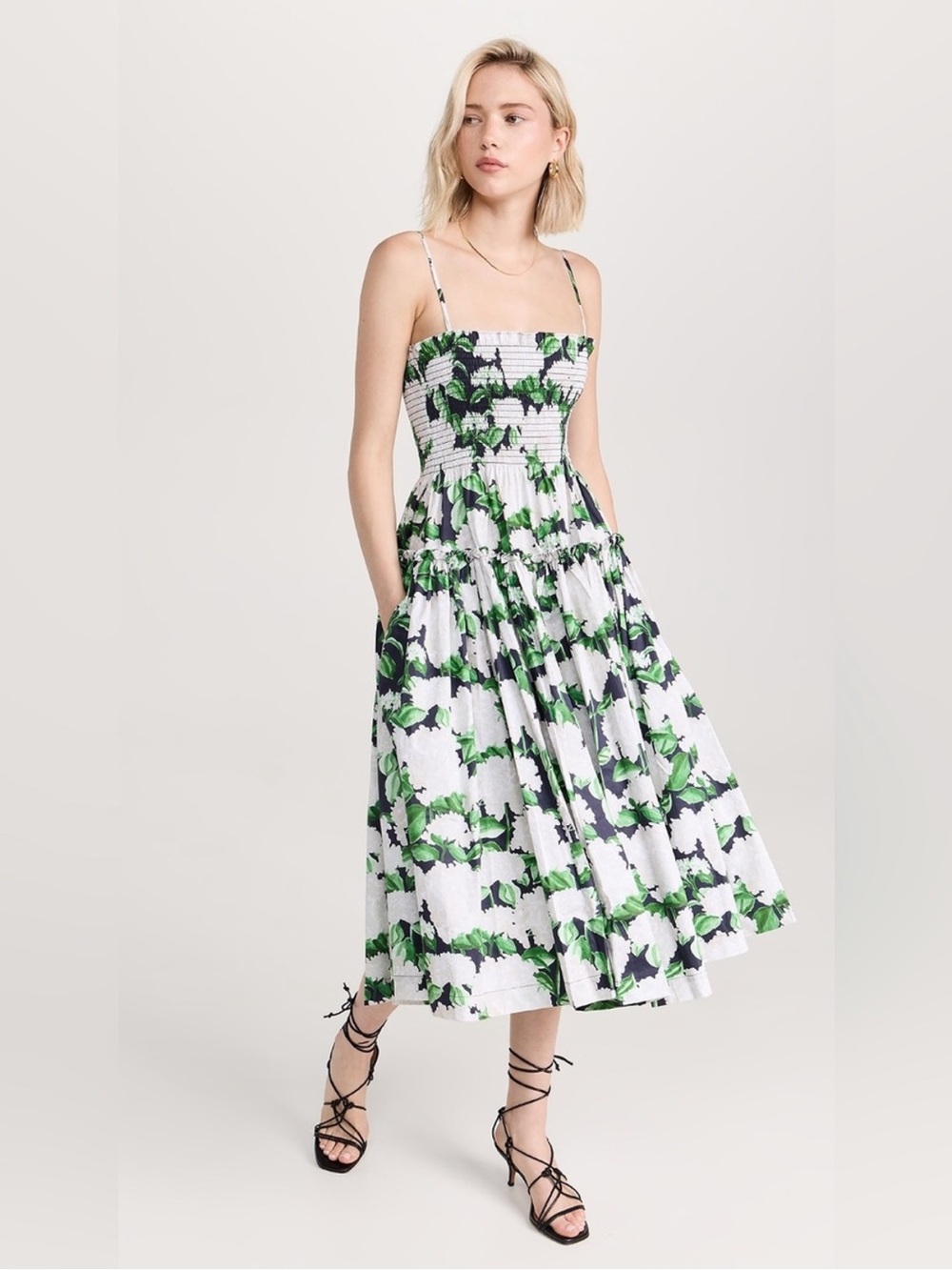 Hill House The Seraphina Nap Dress in Nap Bloom Garden Floral Print Midi Small